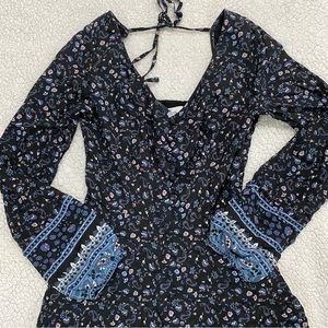 NEW Hollister Boho Floral Button Up Long Sleeve Mini Dress with Pockets